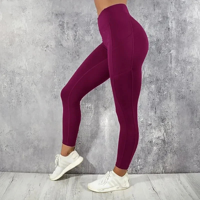 Athletic High Waist Pants with Pocket