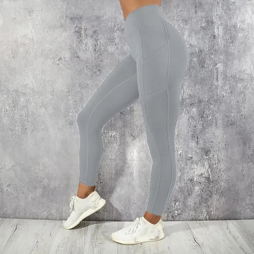 Athletic High Waist Pants with Pocket