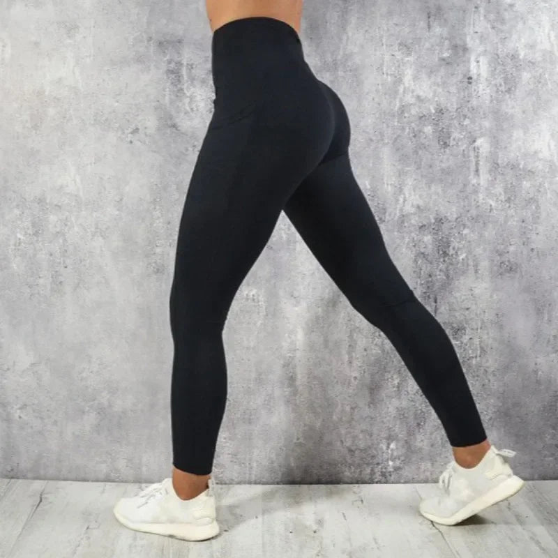 Athletic High Waist Pants with Pocket
